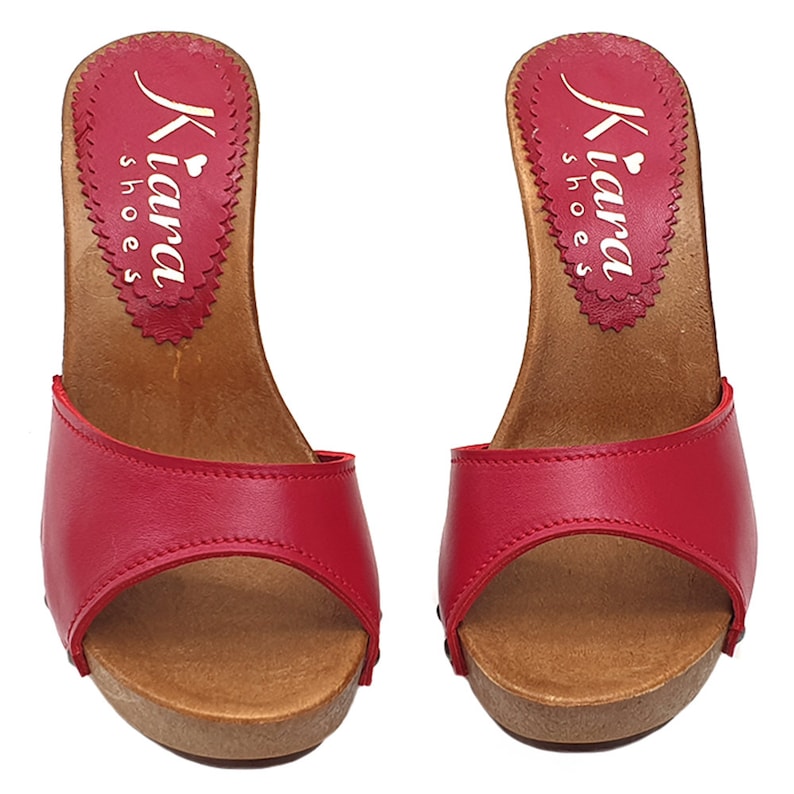 Red clogs with leather upper heel 11 K213001p ROSSO