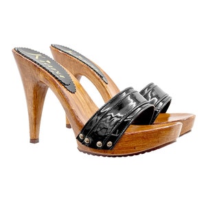 Clogs with black patent band and heel 11 - Made in Italy - K21101 VERN NERO