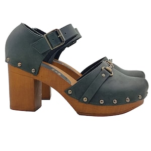 Dutch clogs dark gray with accessory and heel 9 - Made in Italy - MY212 SPR