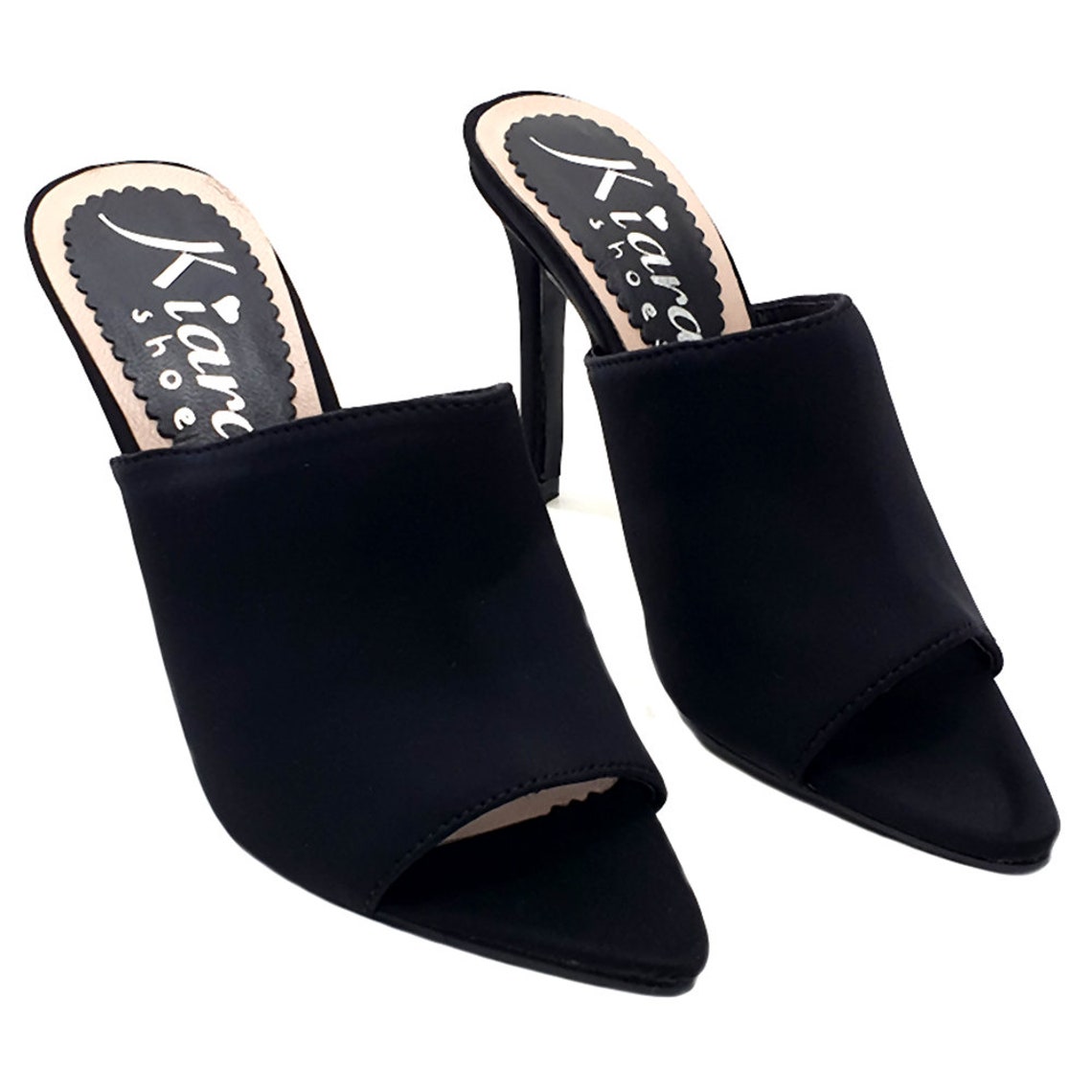 Women's black Mules Heel 11 cm KC016 NERO Etsy