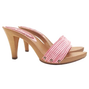 Pin up style clogs with red band and heel 9 - Made in Italy - K6301 PIN UP ROSSO