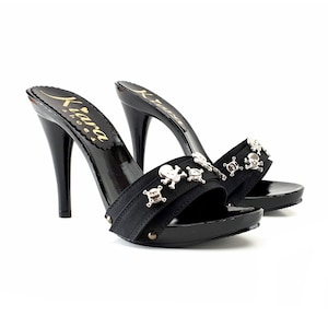 black clogs with skulls heel 12 limited edition -KMH75 NERO