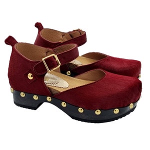 Red closed sandals with strap and 5.5 cm heel - Made in Italy - GL106 CAV ROSSO