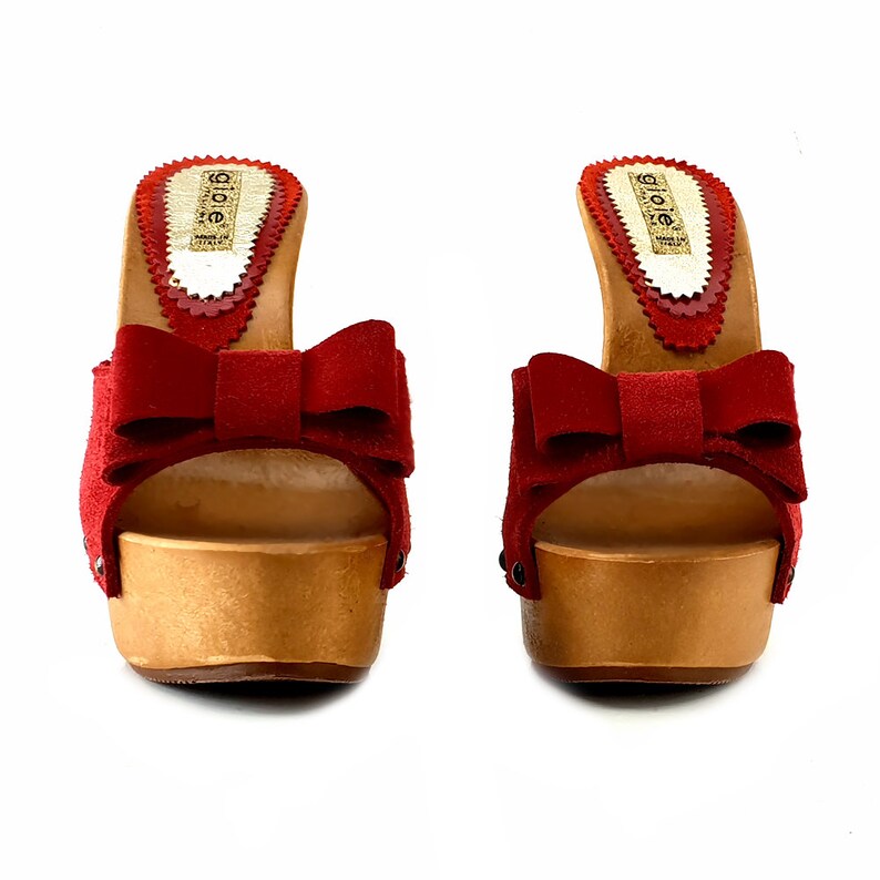 red suede clogs