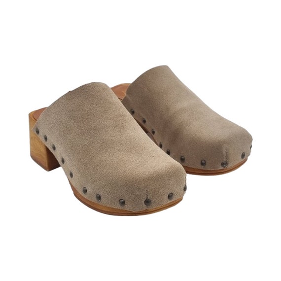 Zoccoli olandesi in pelle beige HandMade in Italy MY299 CAM