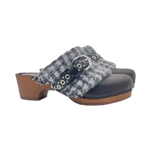 Black swedish clogs with buckle -G3532 NERO