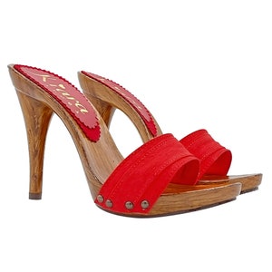 elegant red clogs for girls by kiara shoes -KM7101 ROSSO