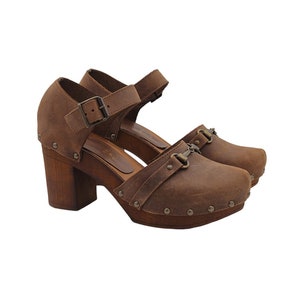 Brown Dutch clogs with heel 9 accessory - Made in Italy - MY212 MARRONE