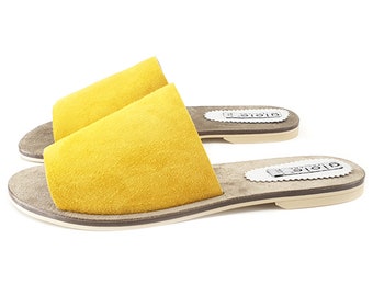 yellow suede sandals -PF501 CAM GIALLO