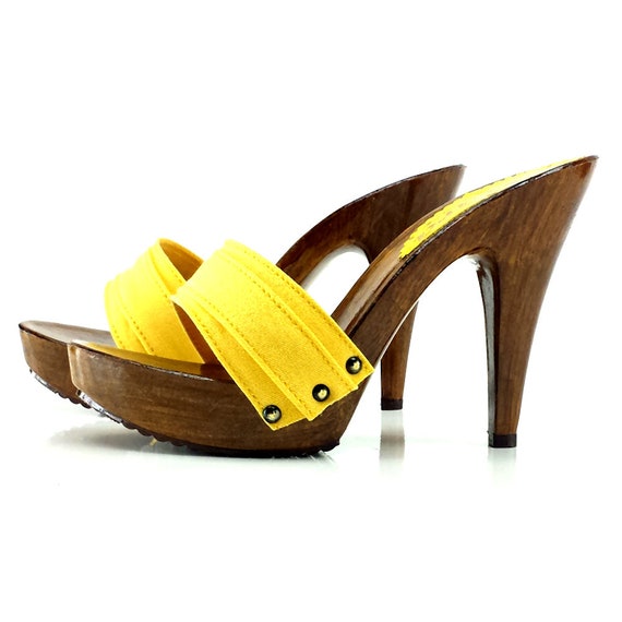 yellow clog heels