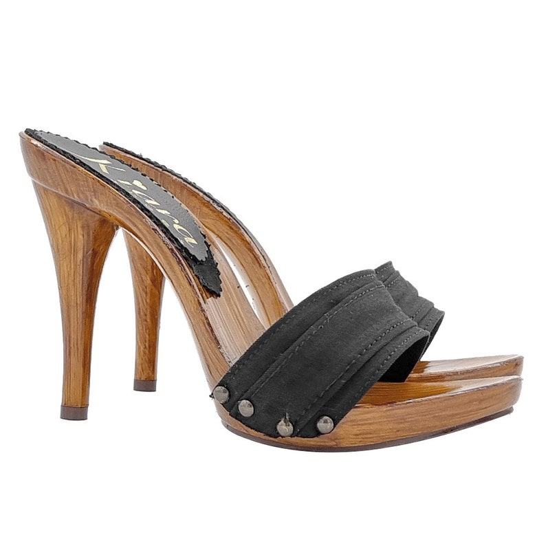 Women's Black Clogs Heel 12 KM7101 NERO Etsy