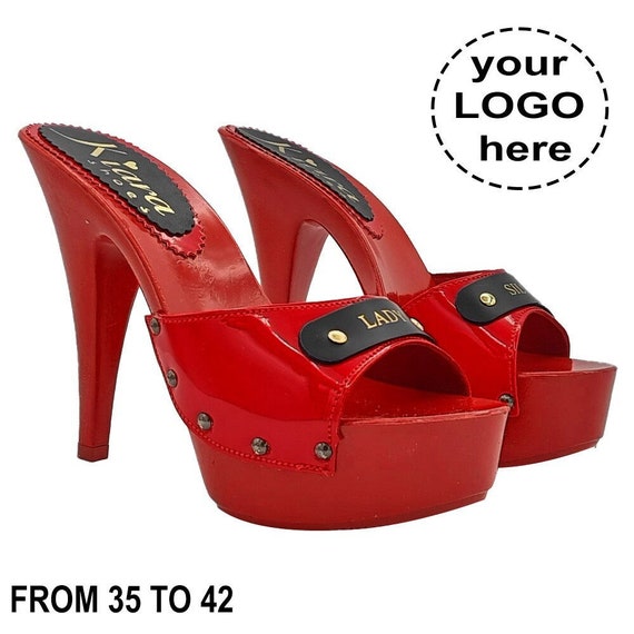 Red patent clogs best sale