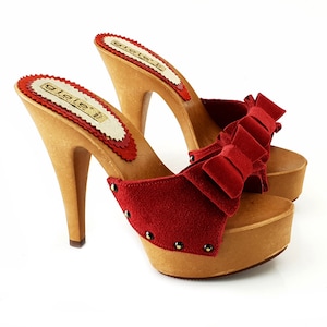 woman's red suede clogs -G9332 ROSSO CAM