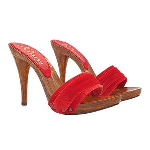 CLOGS for women in Red velvet - KM7101 VELLUTO ROSSO