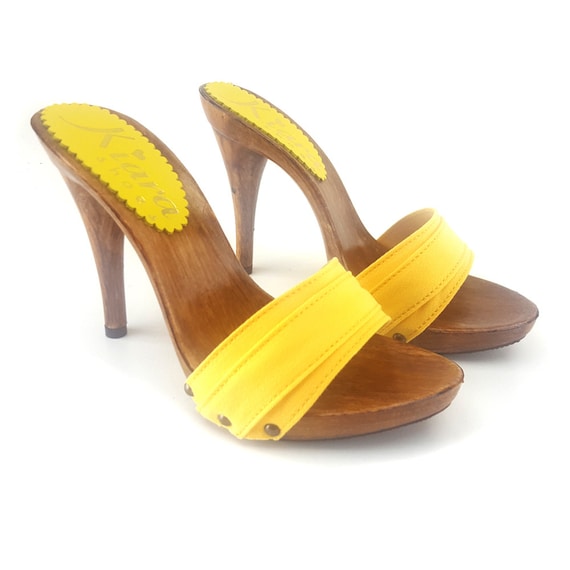 Zuecos amarillos con tacones altos 12 cm KM7101 GIALLO | Etsy México