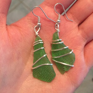 Sea glass Earrings, Silver, Authentic