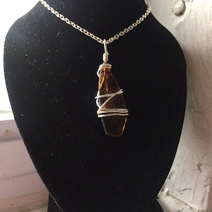 Sea glass Necklace, Authentic, Silver, Wire Wrapped