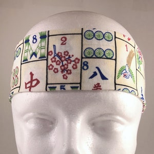 Lucky Mahjong Tile Chinese Game Cotton Headband - Hairband Gift for sushi chef, Maahj fan, American Mah Jongg or Chinese Mah Jongg player