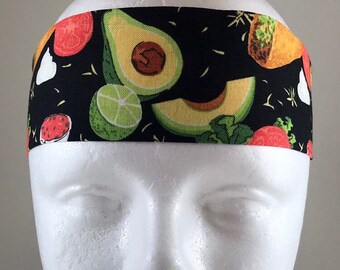 Tacos Fiesta! Stirnband - Workout-Stirnband aus Baumwolle oder fügen Sie Ihre Knöpfe hinzu, um eine Gesichtsmaske zu befestigen