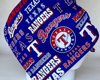 Bandana MLB Texas Rangers Baumwoll Bandana auf blauem Hintergrund “Texas Rangers Fanatic” Print Baumwollschal für Sportfans