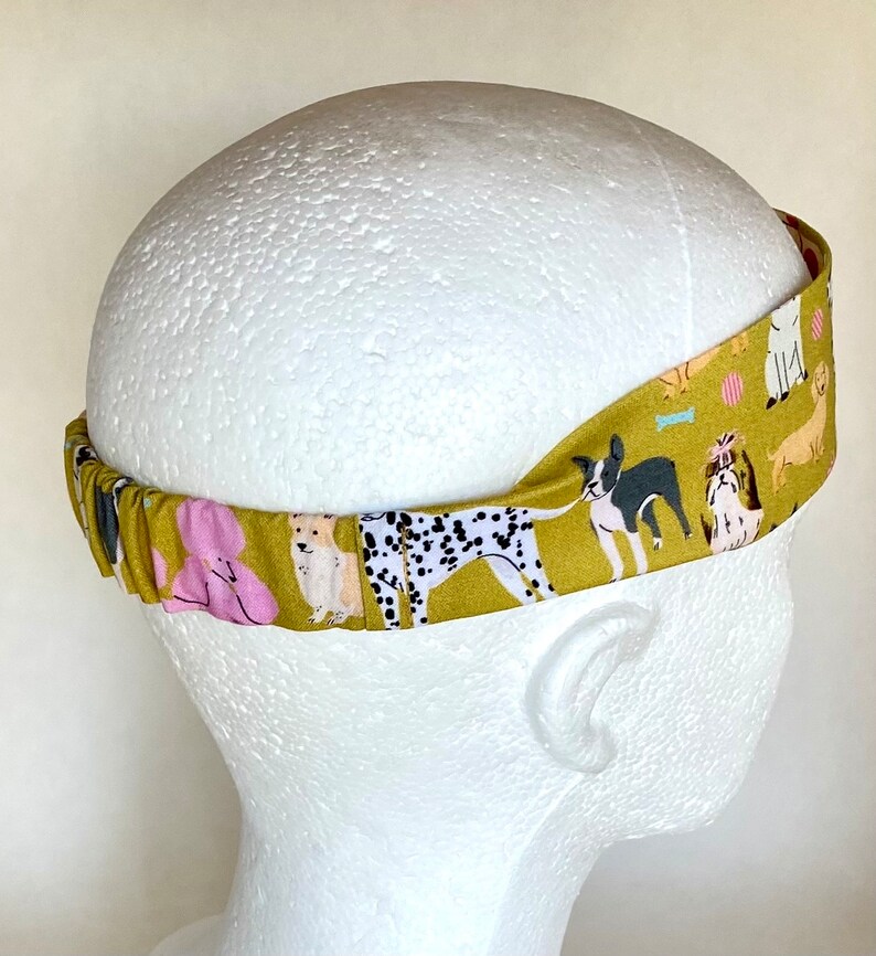 Dog Breeds Print on Gold Background -cotton Workout / Fashion Headband ...