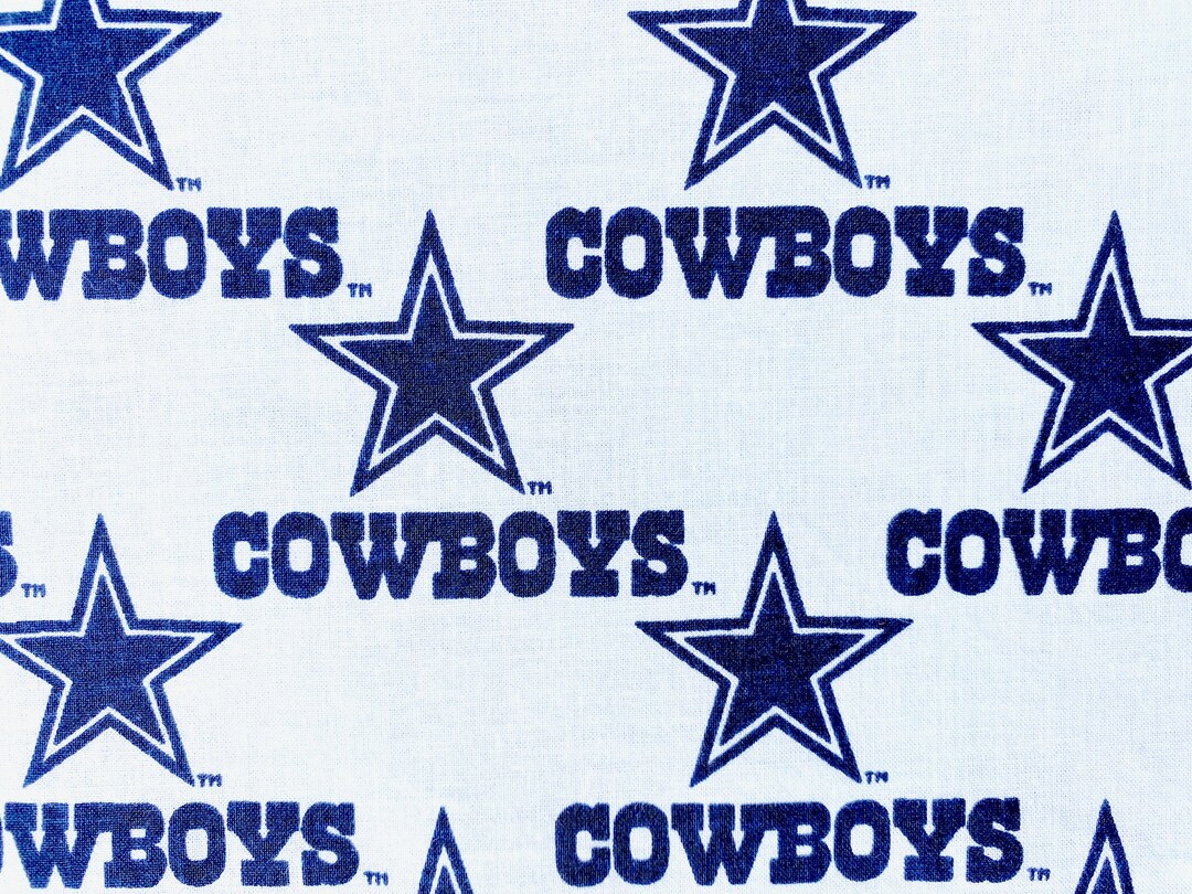 NFL Dallas Cowboys Football White Background Dark Blue Stars Cotton