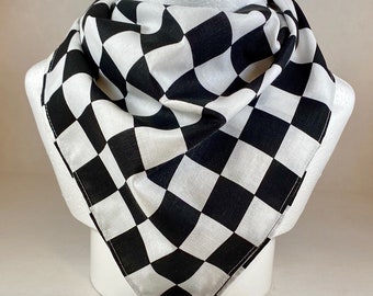 Bandana w kratkę, wyścigi samochodowe, bawełniana bandana, szalik, chustka do jazdy dla fanów wyścigów samochodowych i gier