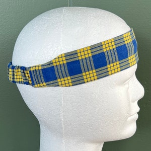 Headband Hawaiian Palaka checkered blue and yellow cotton Workout Headband Many colors available