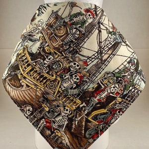Bandana Skelewags pirates Alexander Henry fabric designer cotton skeletons Bandana scarf kerchief. Pirate costume accessory
