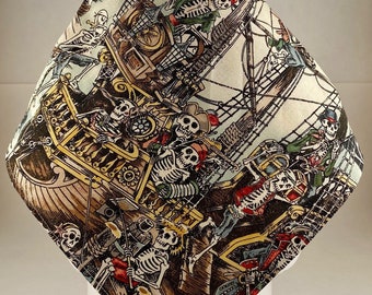 Bandana Skelewags piraci Alexander Henry tkanina projektant bawełna szkielety Bandana szalik chustka. Akcesorium do stroju pirata
