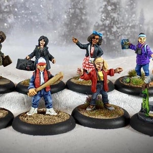 1980s KIDS Full set of 8 x 28mm rpg miniatures - 80s Kids. “Sold unpainted”.