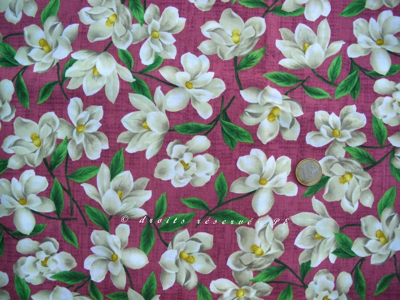 Coupon fabric Patchwork MAGNOLIAS background old pink cushion bag decoration patchwork sewing