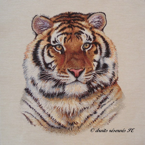 Coupon Tissu Panneau Tapisserie PORTRAIT DE TIGRE, tissu jacquard pour coussin, sac, ameublement, décoration