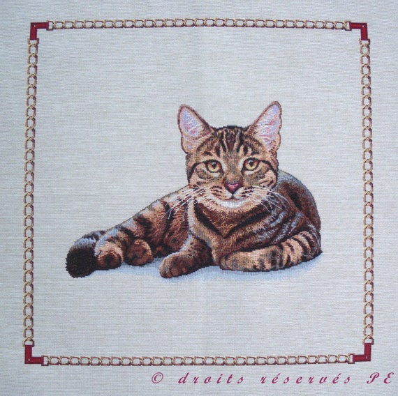 Coupon Tapestry Panel Chat Tigre Roux Recumbent N 1 Jacquard Etsy