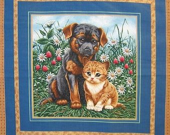 Fabric Patchwork Panel puppy and kitten n 2 coupon