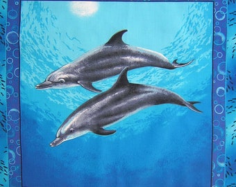 Patchwork panel fabric coupon sticker 2 dolphins No. 2