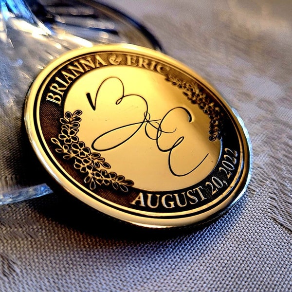Personalized Engraved Brass Commemorative Coin - Ideal for Anniversaries, Weddings, and Announcements
