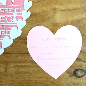 Petit carton reponse mariage Coeur