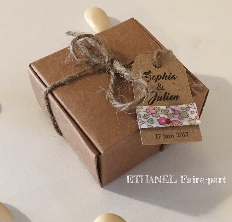 Faire part mariage Liberty mauve, kraft et liberty mauve, mariage champetre image 4