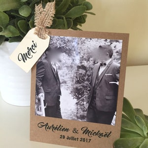 Remerciements mariage jute et kraft, champetre