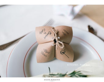 Menu Mariage Champetre Menu Kraft Menu Personnalise Fleurs Etsy