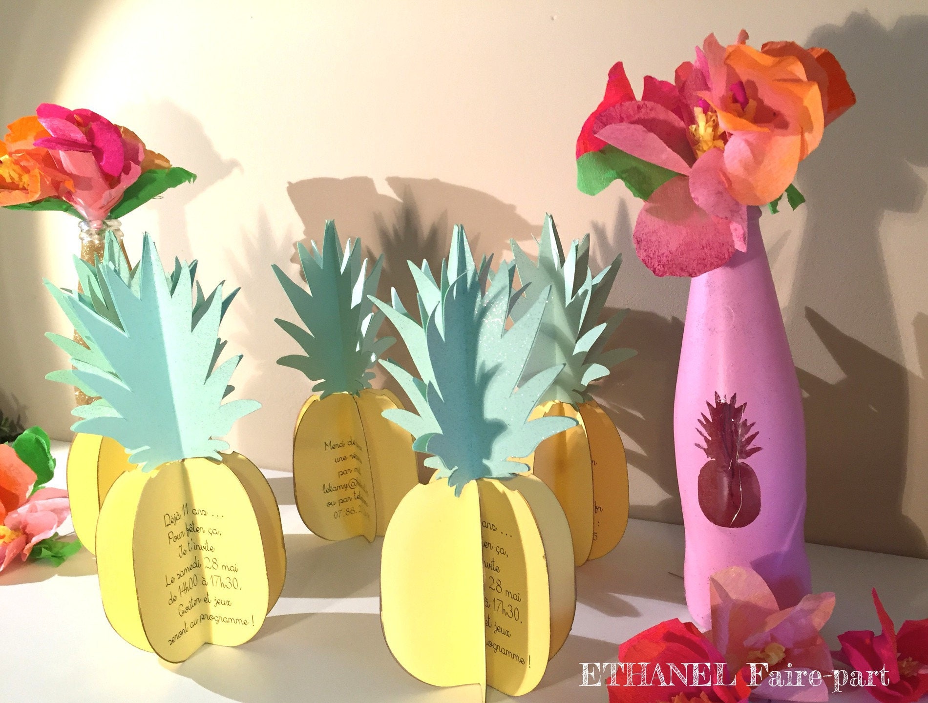Carte D Invitation Anniversaire Ananas Etsy Carte D Invitation Anniversaire Ananas Etsy