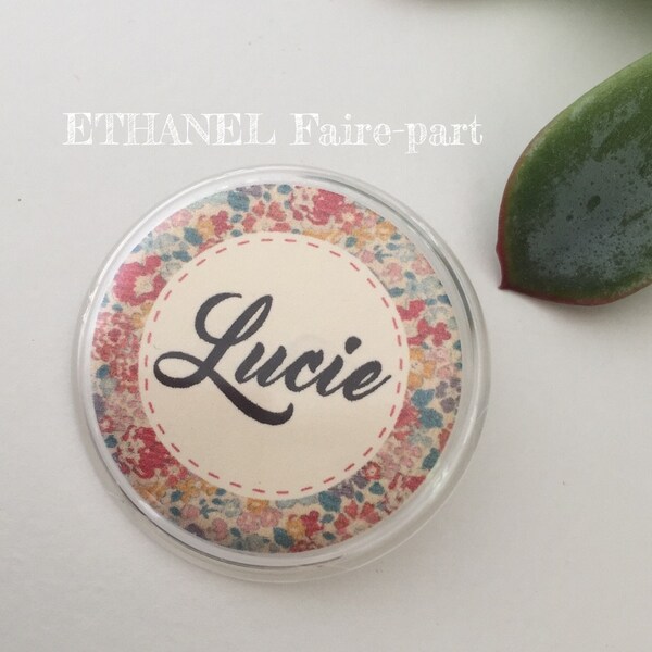 Badge Liberty multicolore et Kraft, mariage champetre, lot de 10