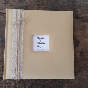 Livre d'or champetre, kraft et dentelle, mariage champetre