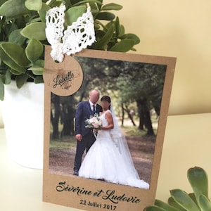 Remerciements mariage dentelle, kraft, champetre