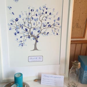 Blue and white fingerprint tree image 1