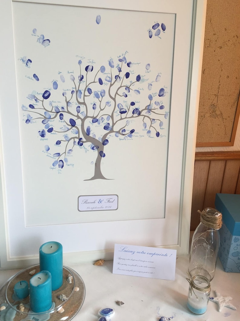 Blue and white fingerprint tree image 1