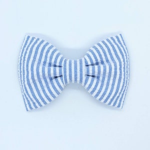 Blue and White Striped Seersucker Dog Bow Tie