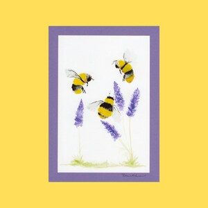 Bees Love Lavender Card | Rhonda Koch Artist | Watercolor Art