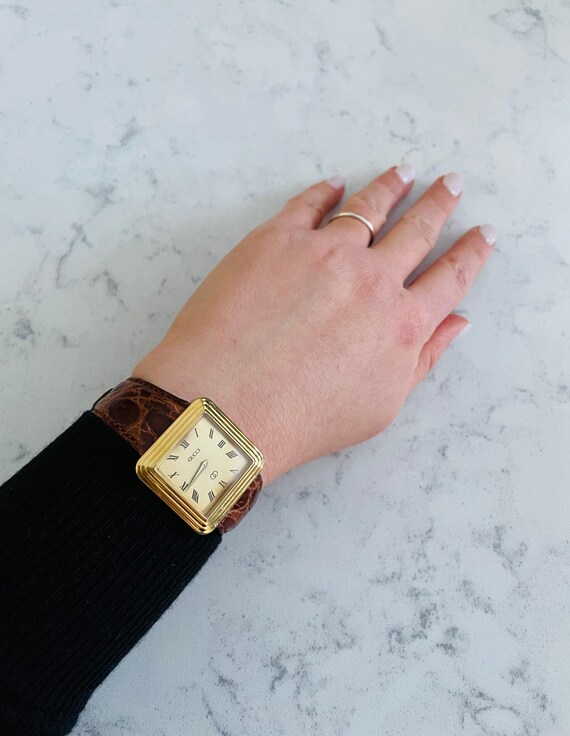 Vintage Gucci Square Gold Plated Quartz 